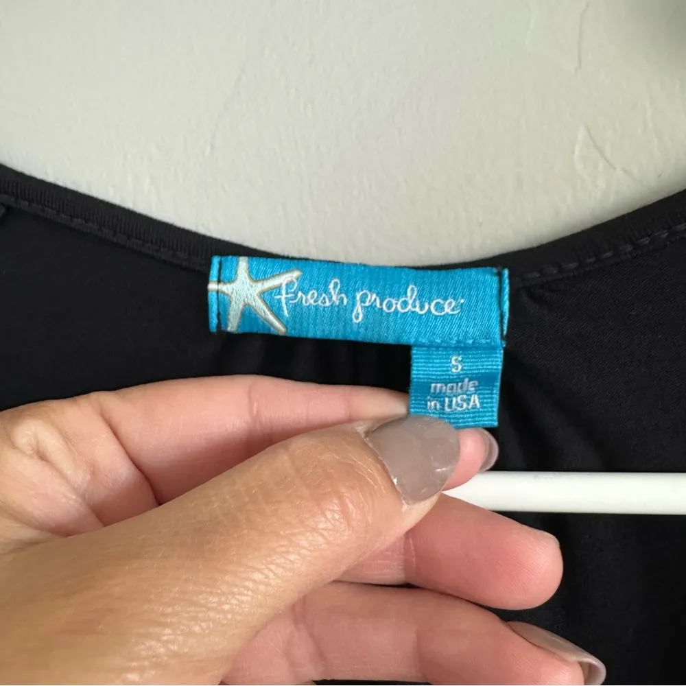 Fresh Produce Emma Dress Woman’s Size S Black Ruching Short Sleeve Style 21484 - Image 4