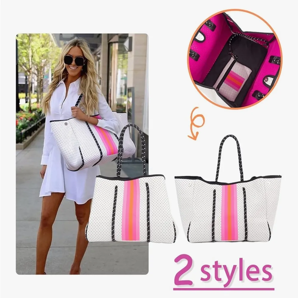 Neoprene Lemonbella Tote Bag White - Image 3