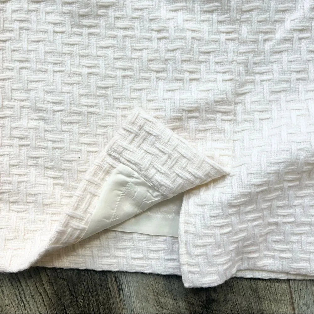 Carlisle Collection Designer Wool Cream Pencil Skirt Woven Textured Off White 8 - Image 5