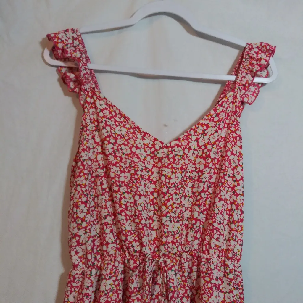 Betsy's Boutique Sassy Floral Ruffle Accented Dress Vacation Summer Size L Pink Size L - Image 2