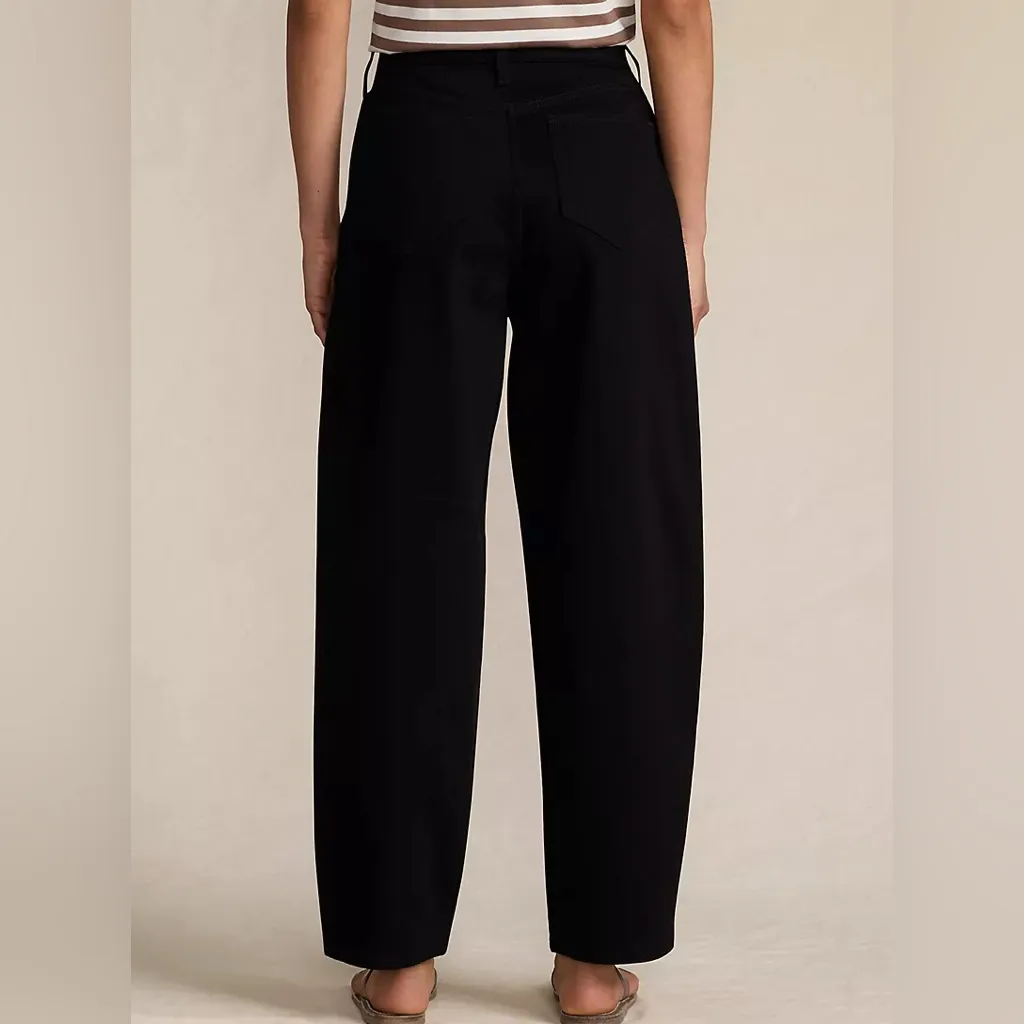 Lands’ End Women's Denim High Rise Barrel Leg Ankle Jeans Black Size 10 - Image 2