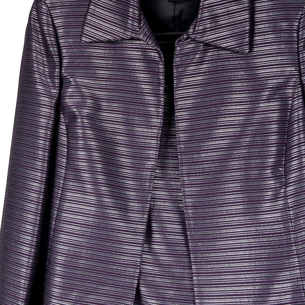 Kasper Blazer Jacket Tank Set 6 Women Purple Silver Striped Career Metallic - Image 3
