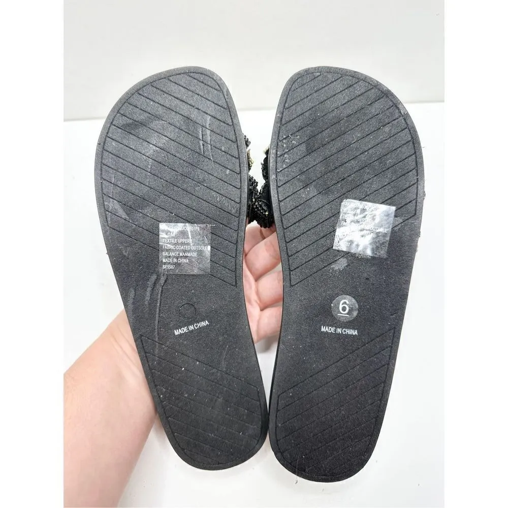 Anne Klein‎ Sandals Women 6 Black Journi Rhinestone Embellished Flat Slides - Image 7