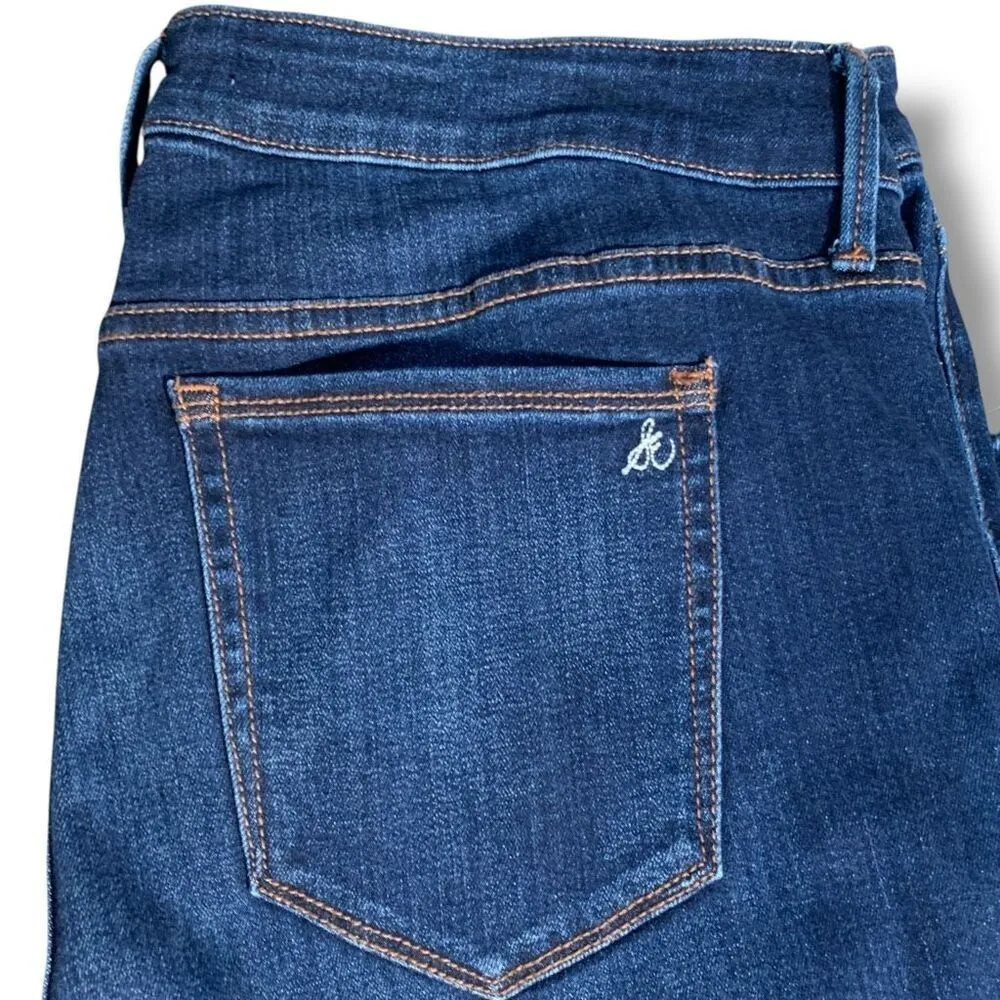 Sam Edelman The Kitten Mid Rise Skinny Ankle Jeans Medium Wash Raw Hem Slits 36 - Image 2