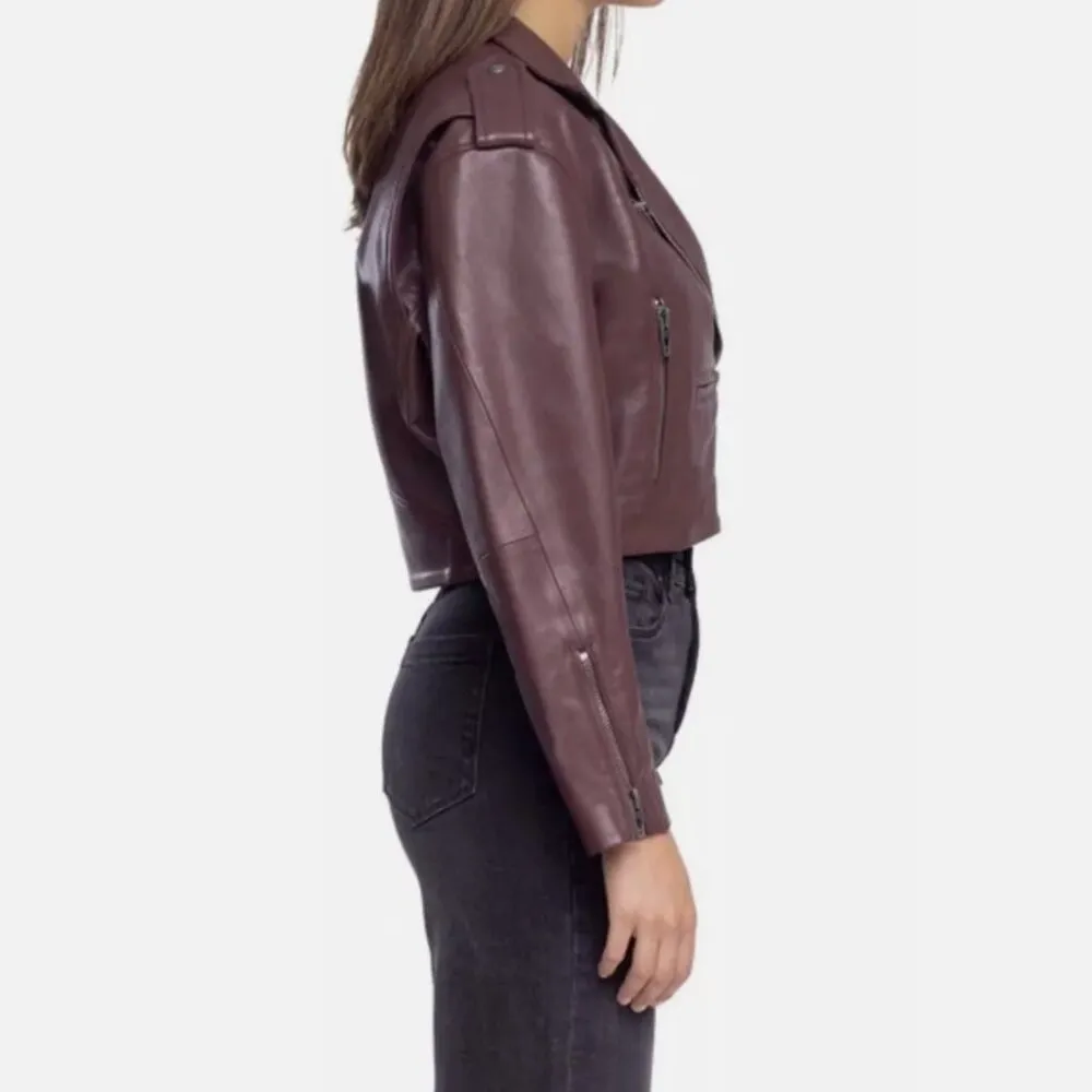 NWT  BLANKNYC Faux Leather Crop Moto Jacket- Head Over Heels / Plum - XS - Image 3