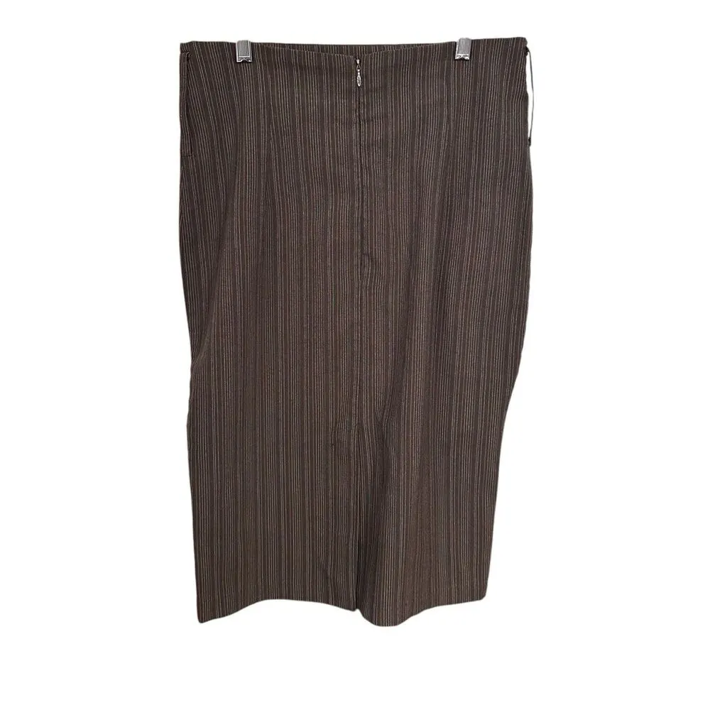 Unit USA Womens Sz L Brown Striped Career Straight Pencil Skirt Academia Office Size L - Image 5