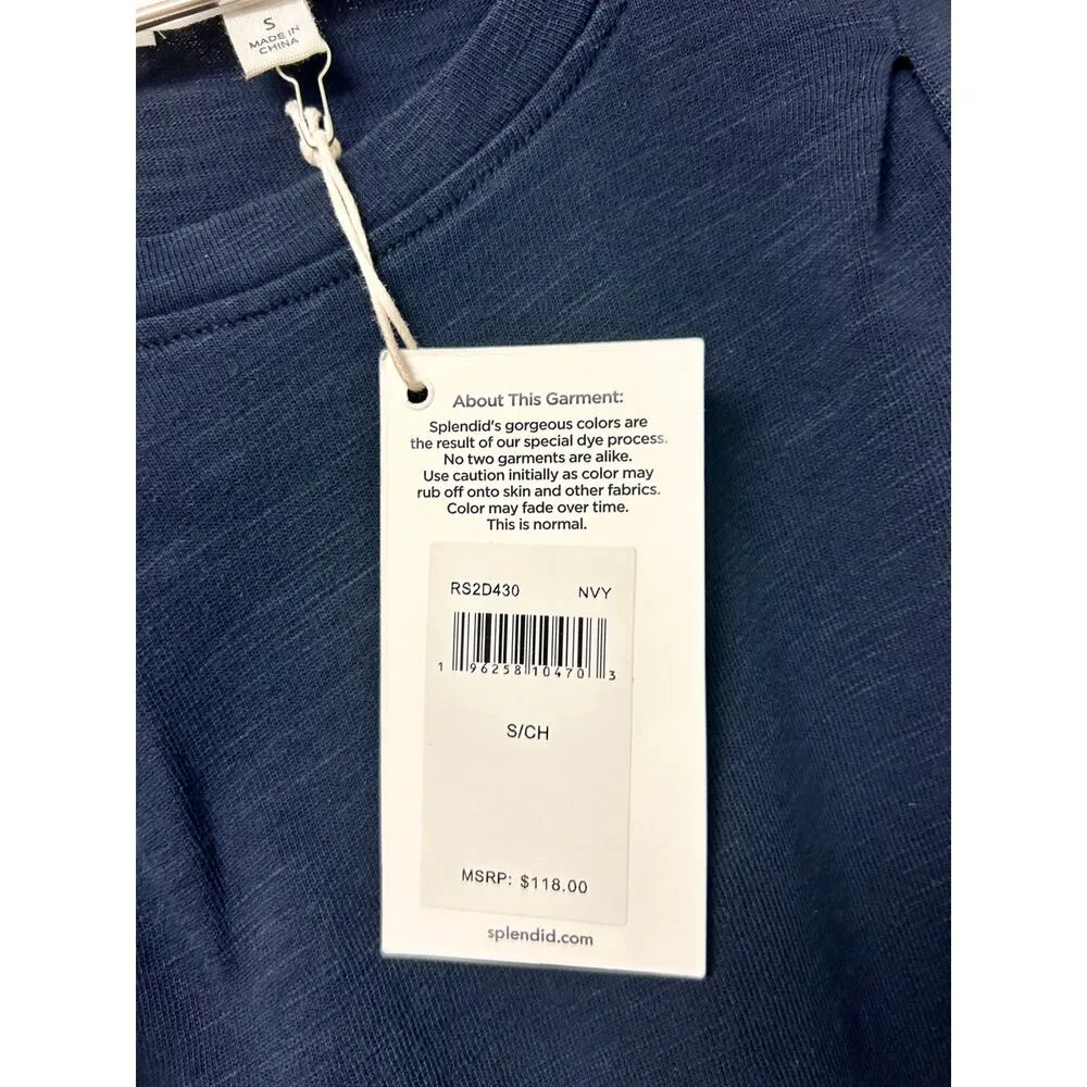 NWT Splendid Evie Slub Jersey Cap Sleeve Tank Mini Dress Navy Women's Size S - Image 4