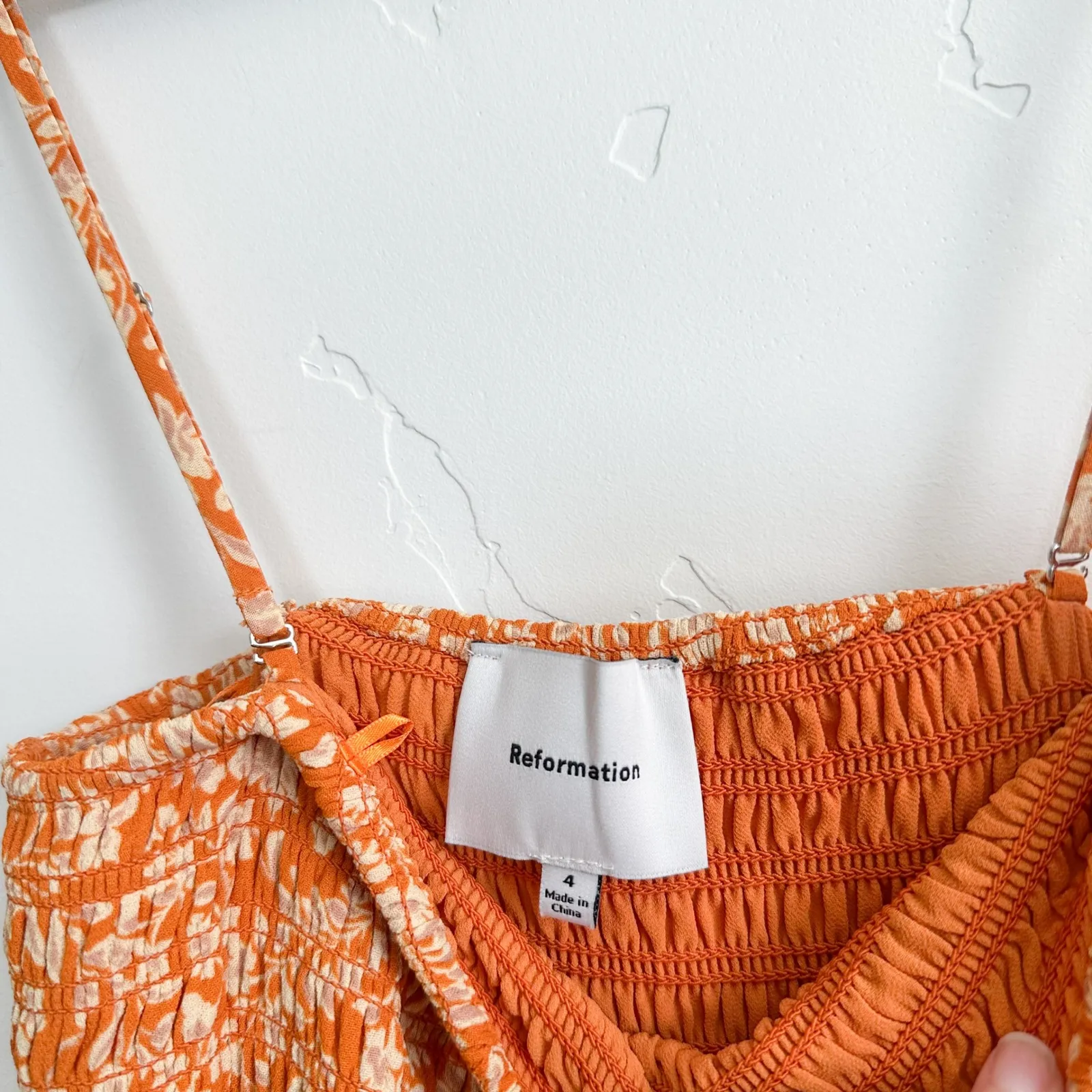 Reformation | NWT Rudy Strapless Smocked Floral Maxi Dress‎ in Adelina Orange - Image 5