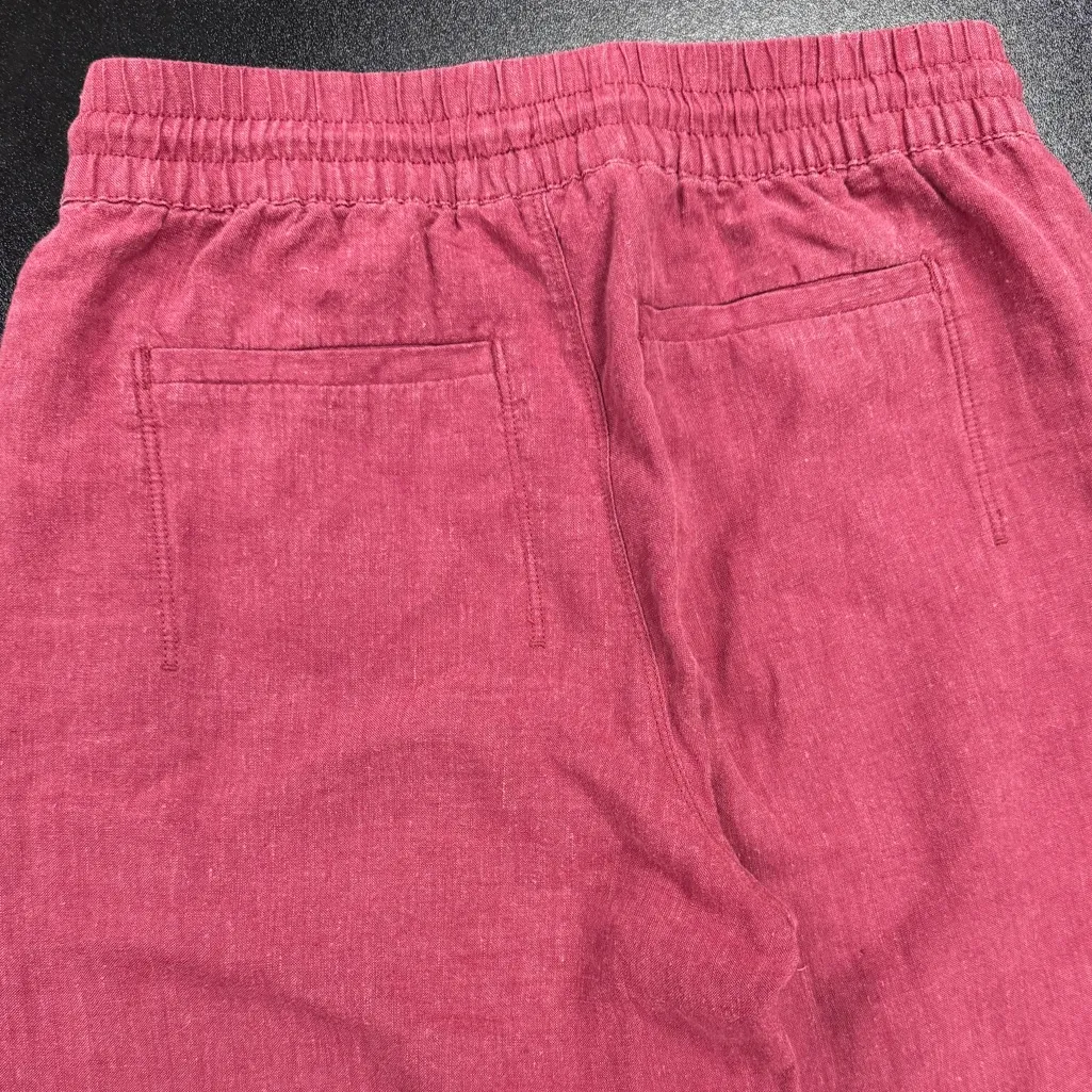 Athleta Retreat Wide Leg Linen Pants Size 4T Tall Berry Lightweight, Natural - Image 14