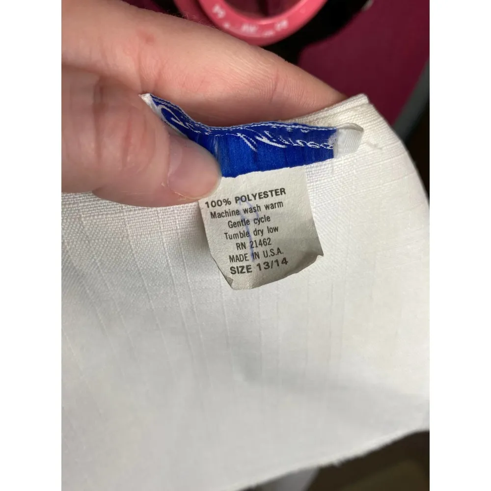 blazer 1980s white embroidered navy lapel Size L - Image 12