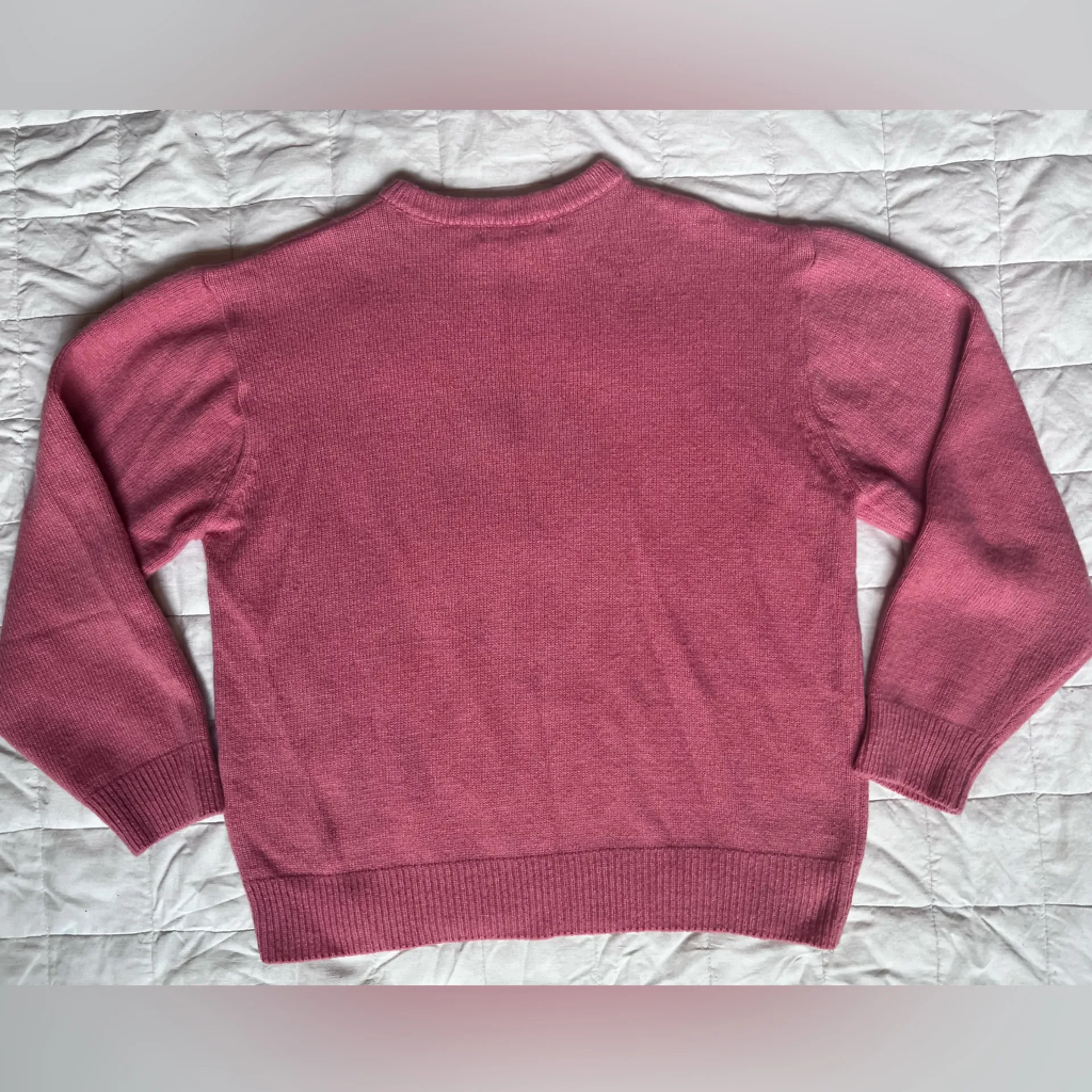 Mister Child Spell Out Wool Blend Pink Smiley Graphic Sweater Korean K Pop - Image 2