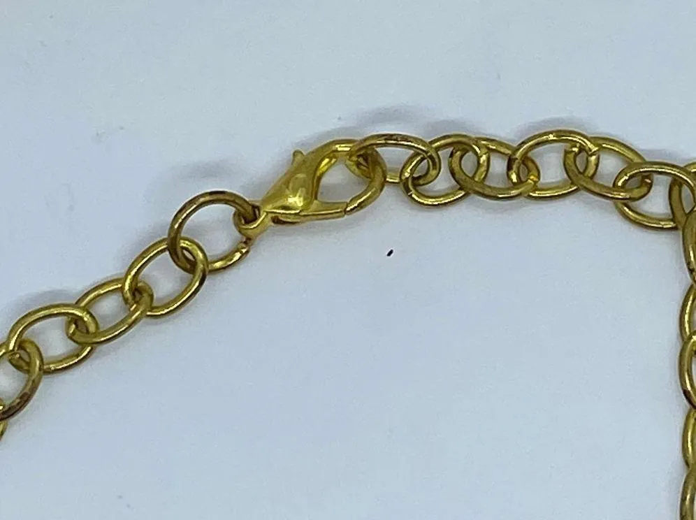 Gold-Tone Pink Orange Pendant Statement Necklace - Image 7