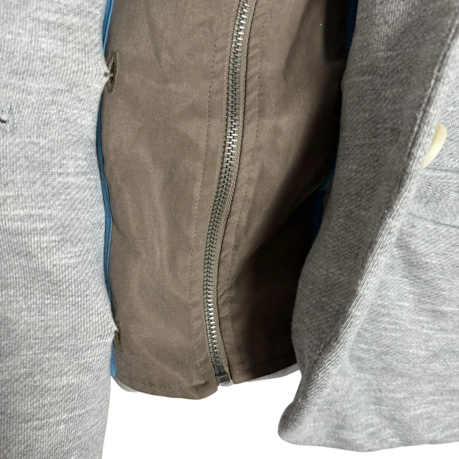 Anthropologie Elevenses Hooded Dickey Heather Gray Knit 2-in-1 Blazer Jacket M - Image 7