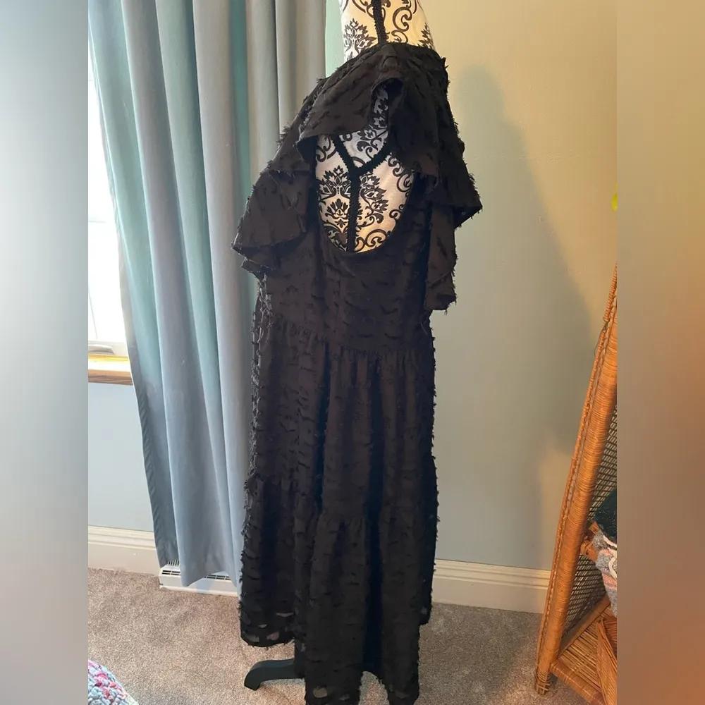 Crosby By Mollie Burch Black Ruffle Sleeveless Party Dress Size L - Image 14