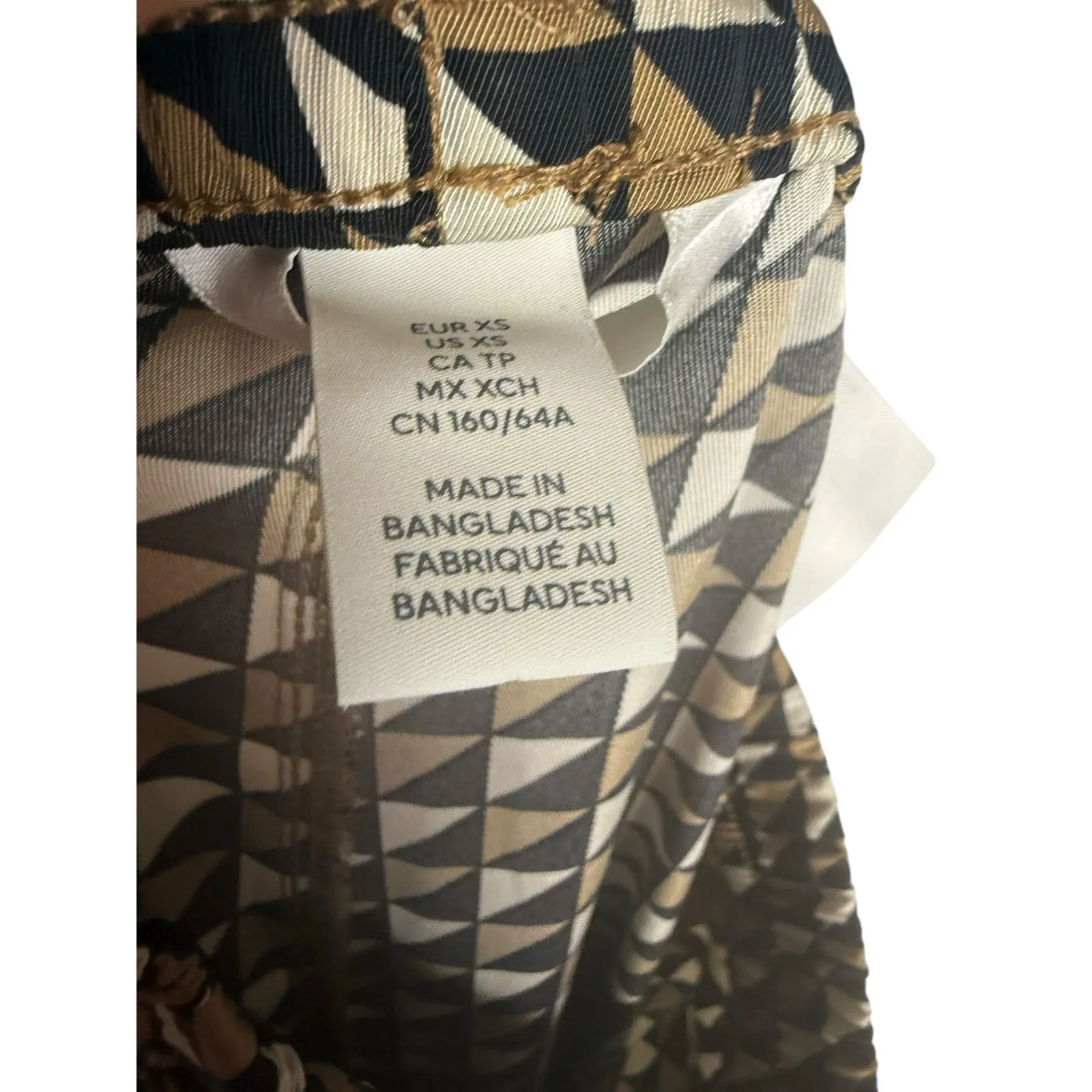 H&M Black Beige Geometric Print Blouse Wide Leg Pants Set Oversized XS - Image 12