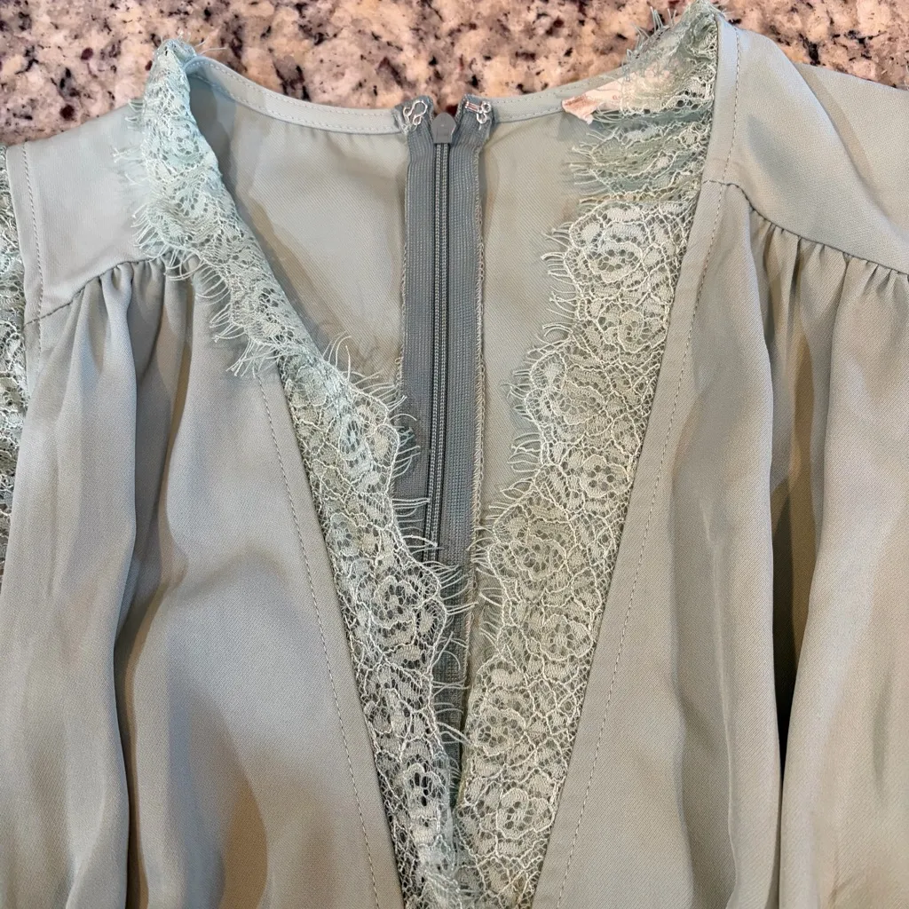 Altar'd State Light Sage Green Lace Accent Romper - Image 5
