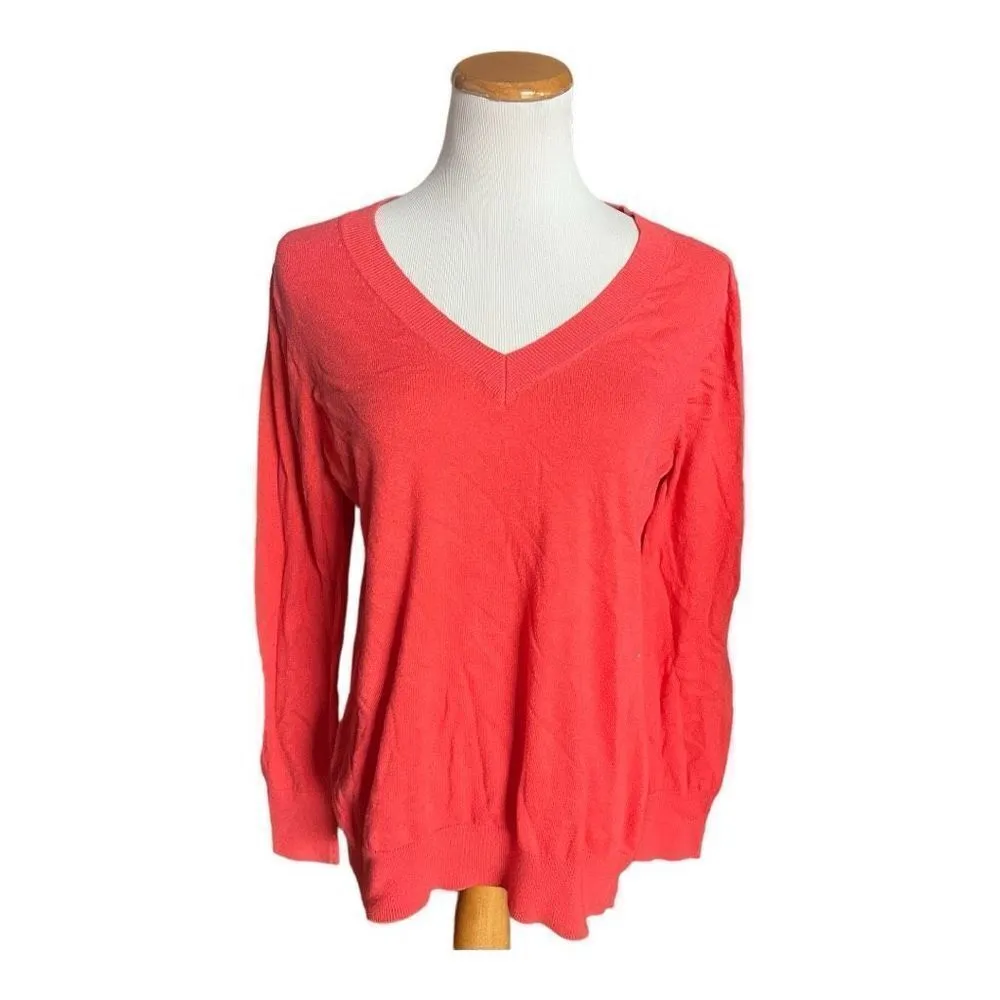 Womens Old Navy Fine Gauze V Neck Lightweight Sweater in Sashimi Coral - Sz L - Image 2