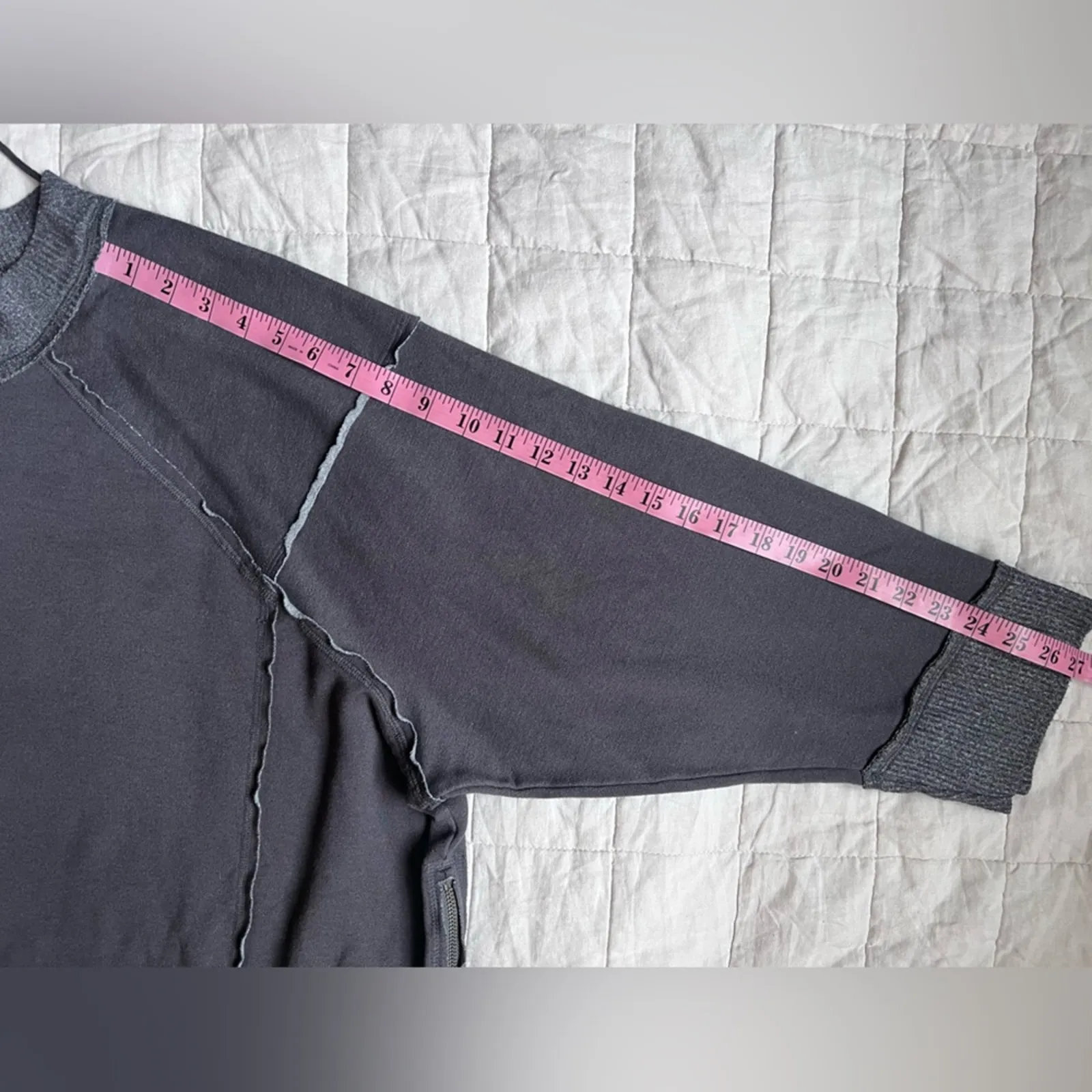 FP Movement Charcoal Exposed Hem Slouchy Oversized Sweatshirt Zippered Sides - Image 7