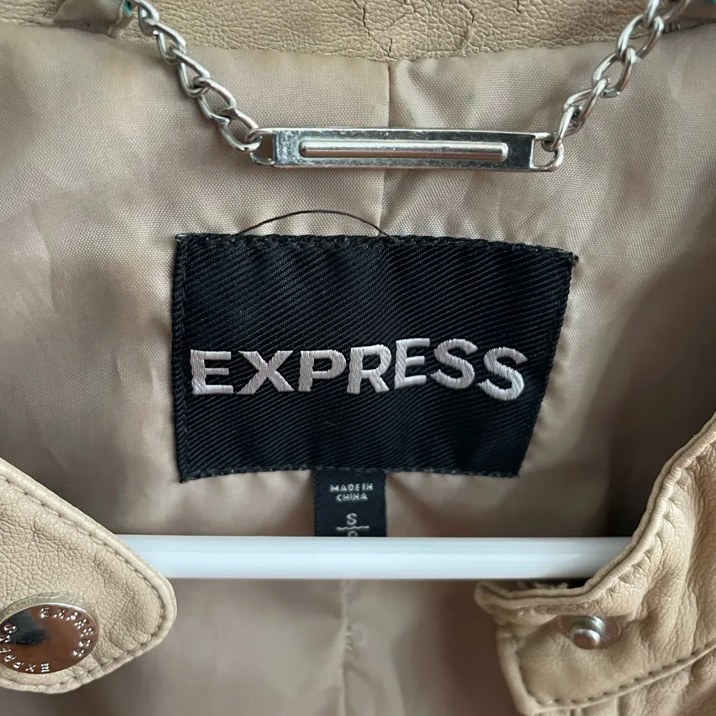 EXPRESS  Women's Beige Leather Jacket - Image 2