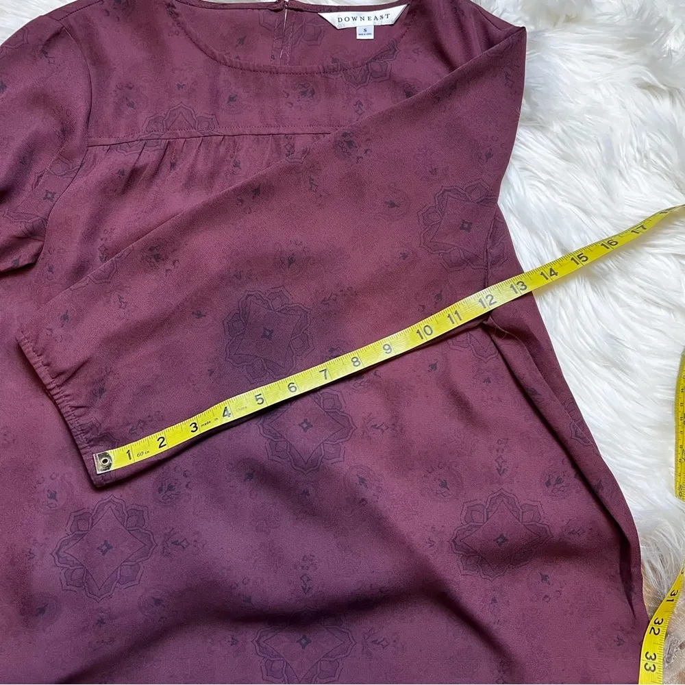 Downeast 3/4 Sleeve Maroon Floral Blouse. Size Small. EUC - Image 10