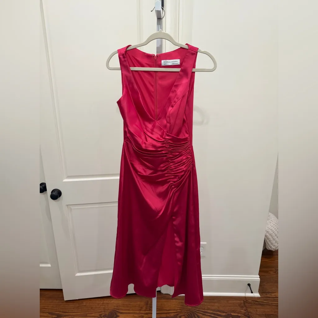 IEENA Mac Duggal 26625 Satin Ruched V-Neck Faux Wrap Lipstick Mini SZ 4 - Image 6