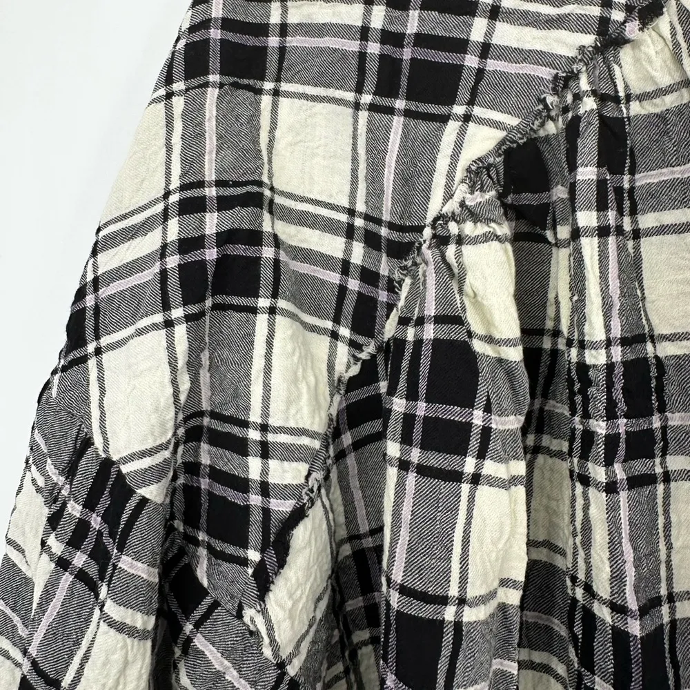 Intimately Free People Not Your Boyfriend’s Tunic Black Cream Plaid size Medium - Image 7