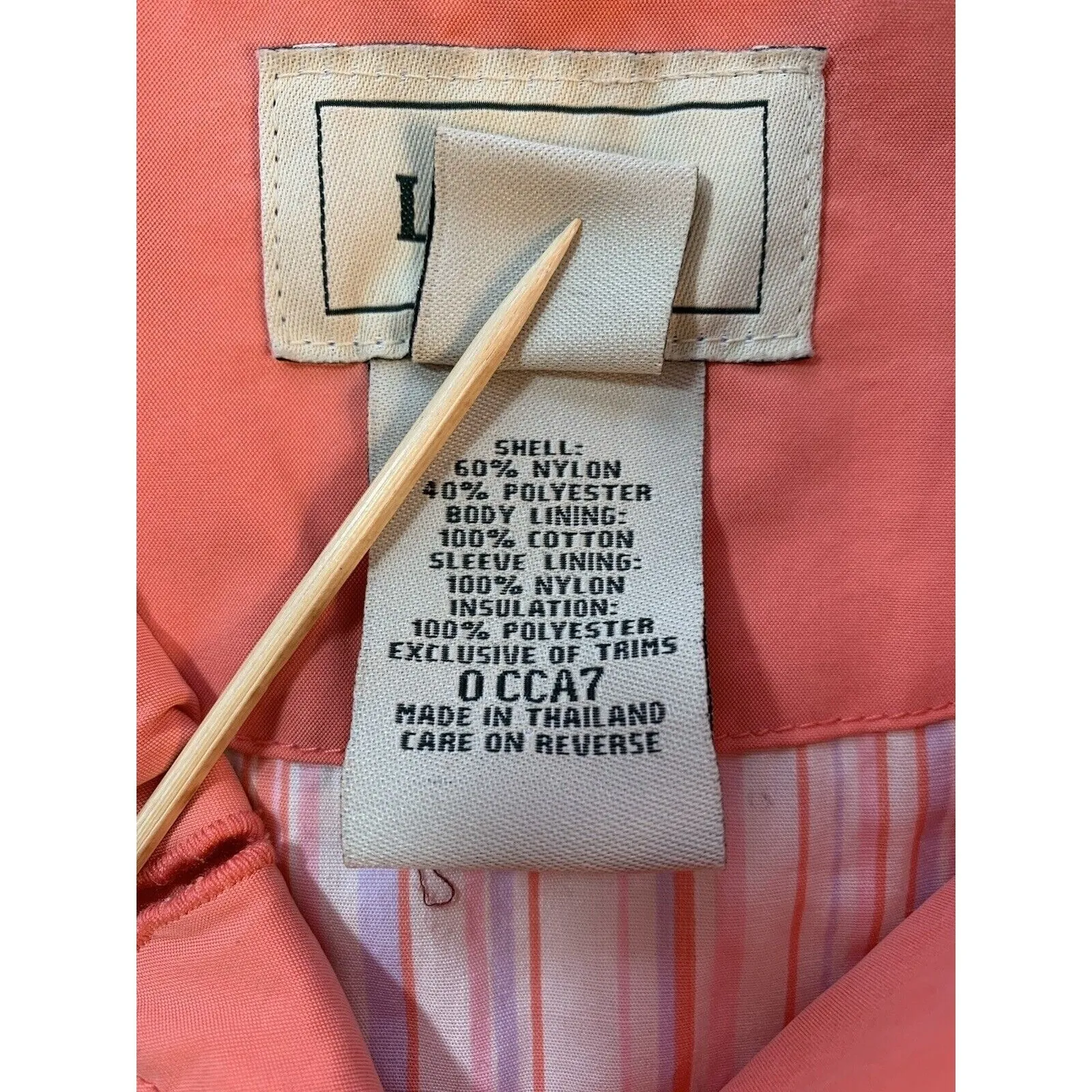 LL Bean‎ Jacket Women's Medium Petite Peach Quilted Coat Buttons Pockets Peacoat Pink Size undefined - Image 6