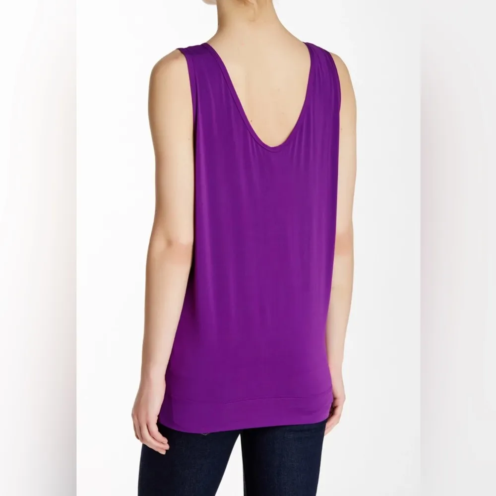 HELMUT LANG Faint Scoop Neck Jersey Tank Top in Purple Sz Medium - Image 2