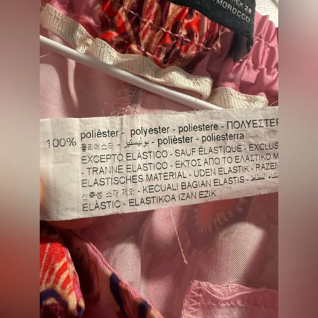 ZARA CROPPED‎ FLORAL PRINT TROUSERS MULTICOLOURED SIZE M - Image 9