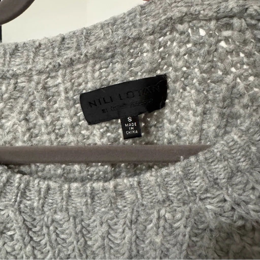 Nili Lotan Alpaca Wool Knit Grey Sweater Gray - Image 3