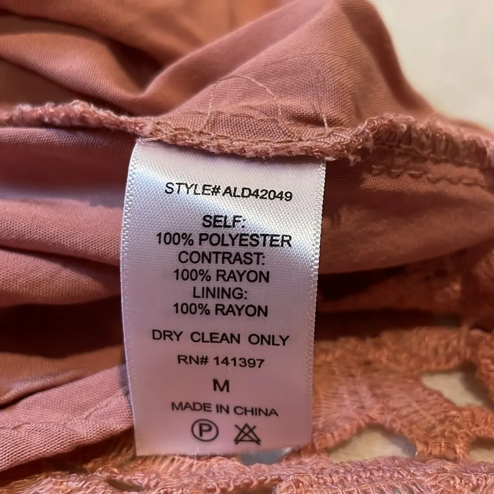 ASTR The Label- Blush Pink Eyelet Lace Crochet Style Mini Dress- Size Medium - Image 7