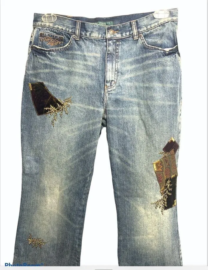 Lauren Ralph Lauren Distressed Patch Petite Jeans - Image 3