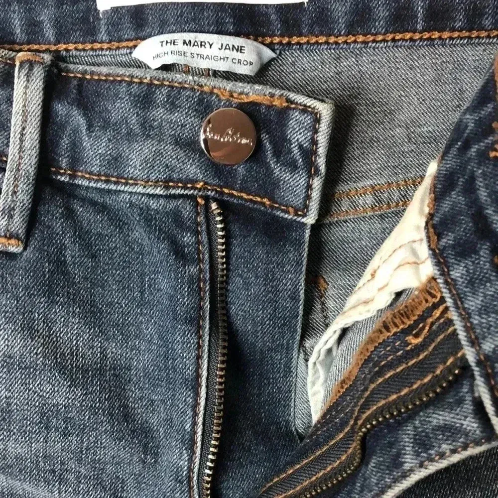 Sam Edelman Mary Jane Embroidered High Rise Straight Crop Jean Harlin - Image 6