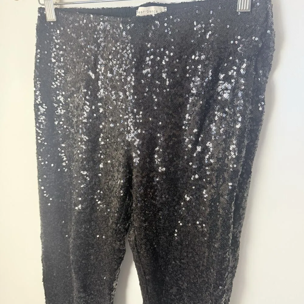 Boutique Leggings Womens Lg Black Sequins Sparkle Event Party Cocktails Flashy - Image 5