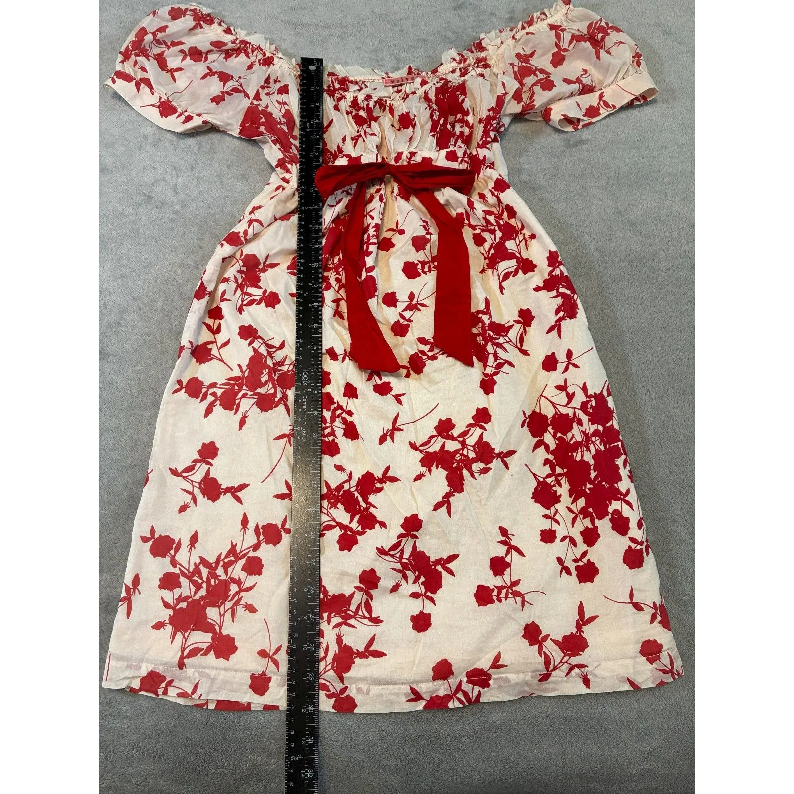 Velvet by Graham & Spencer Off the Shoulder Ruffle Mini Dress Small Red - Image 9