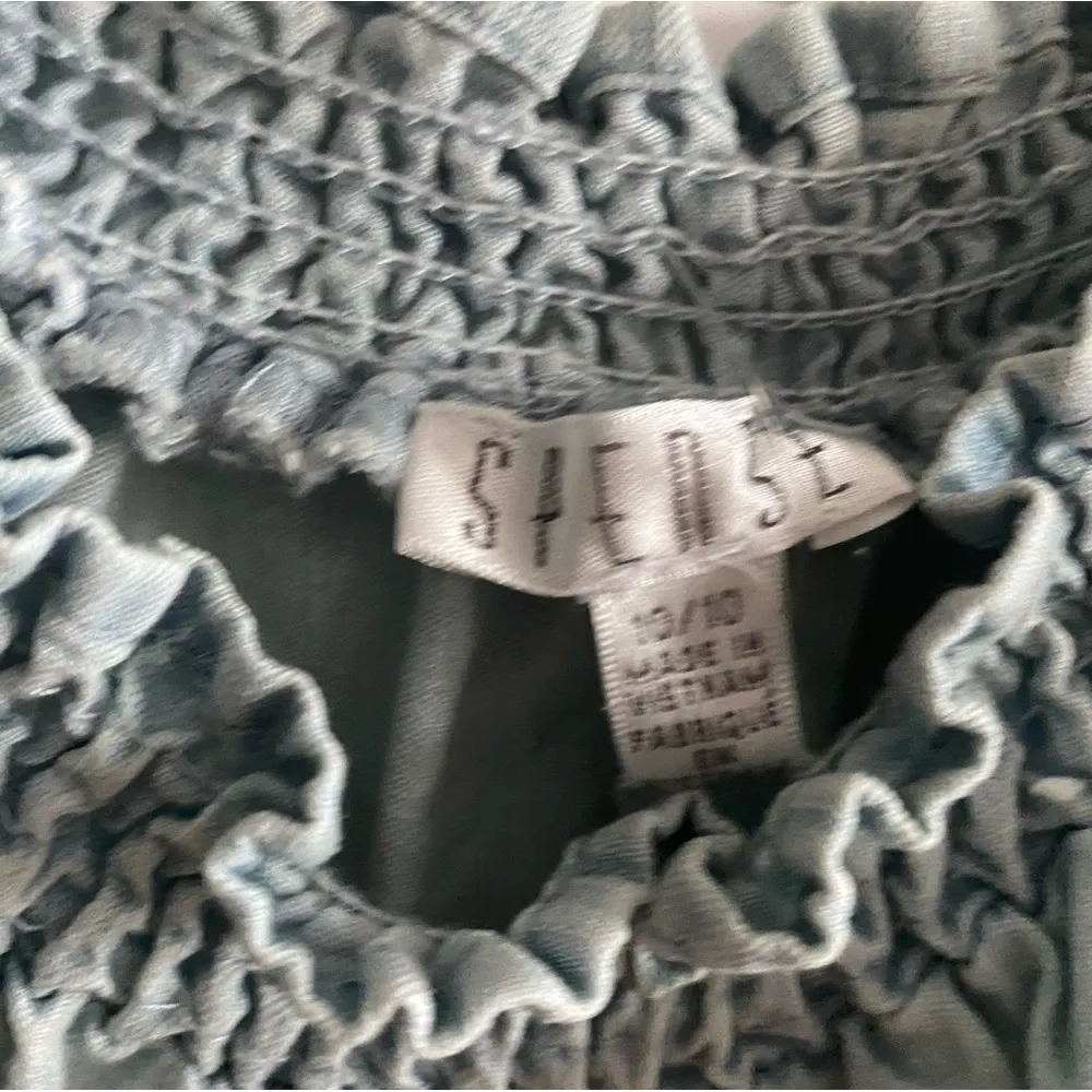 NWT Women Spense Light Denim Wide Leg Elastic Waist Pockets Cropped Jumpsuit 10 Blue - Image 6