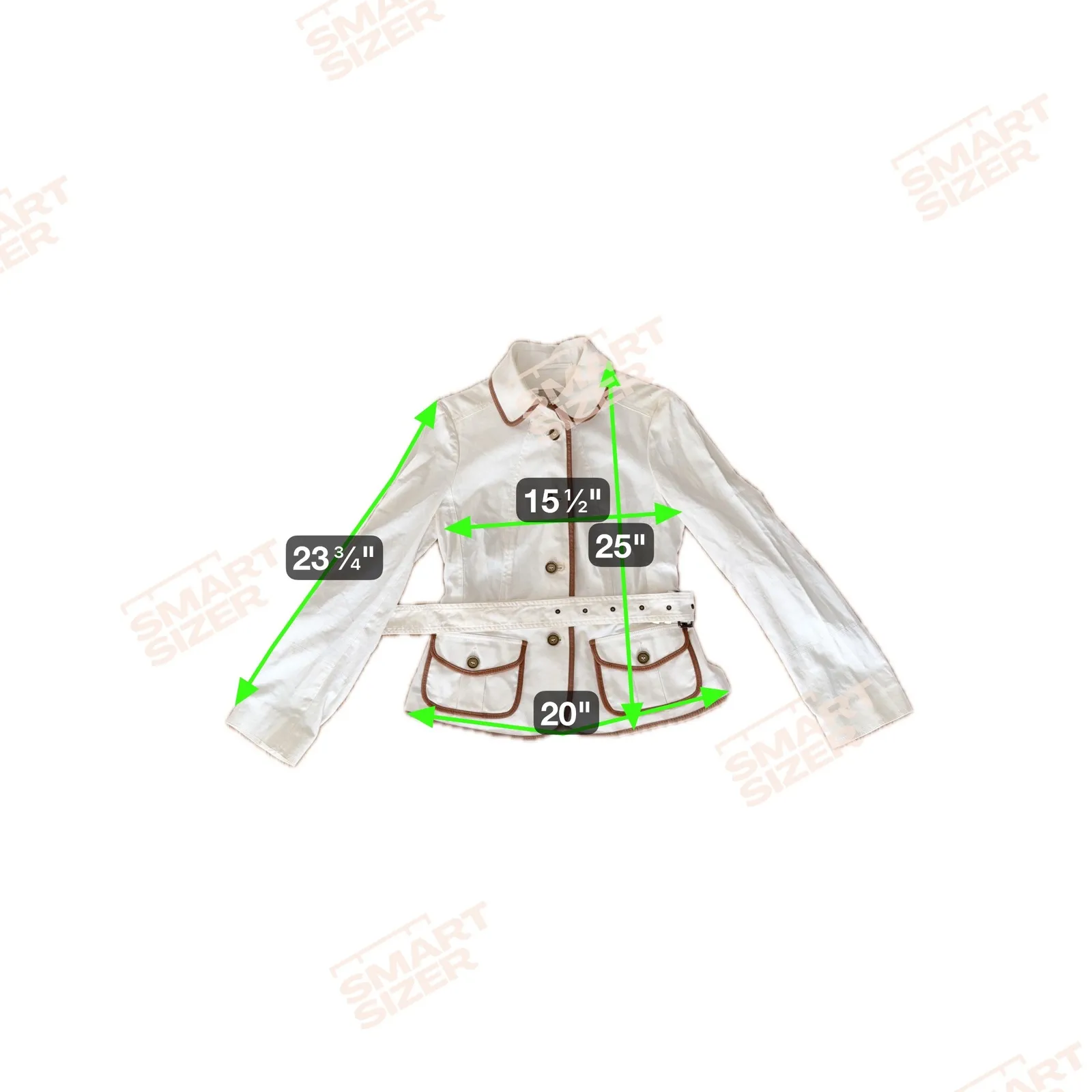 Burberry Faversham Ivory Brown Trim Cotton Blend Belted Jacket UL - Image 13