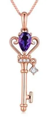 Natural Amethyst Sterling Silver Necklace Gold - Image 3