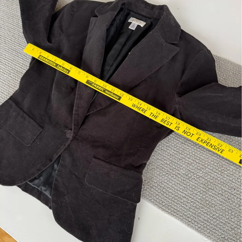 LOFT Black Micro Corduroy Fitted Blazer Jacket Coat Size 8 - Image 7