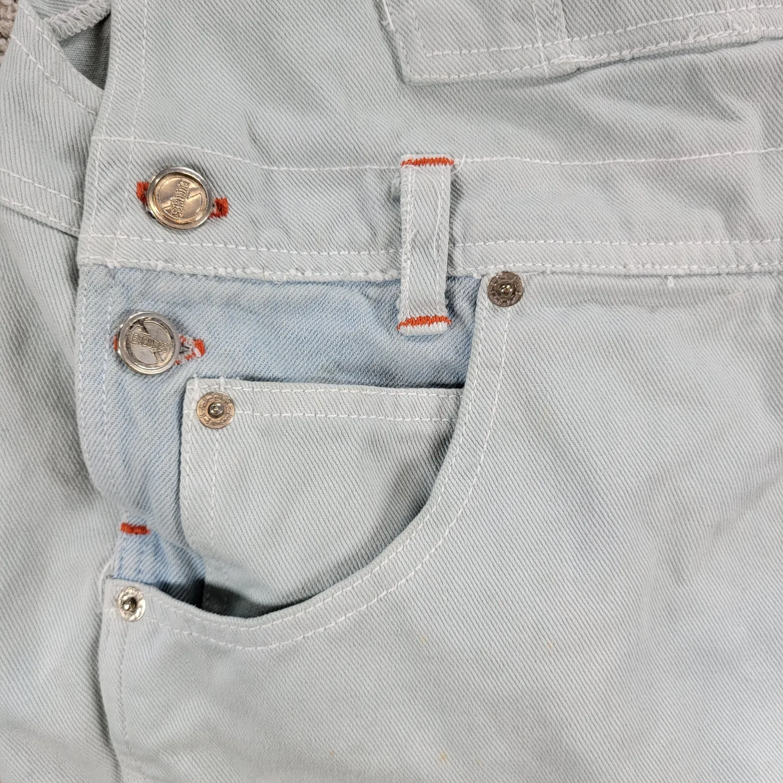 No Excuses Womens Overalls Cut Off Shorts S Blue Light‎ Wash Denim - Image 7