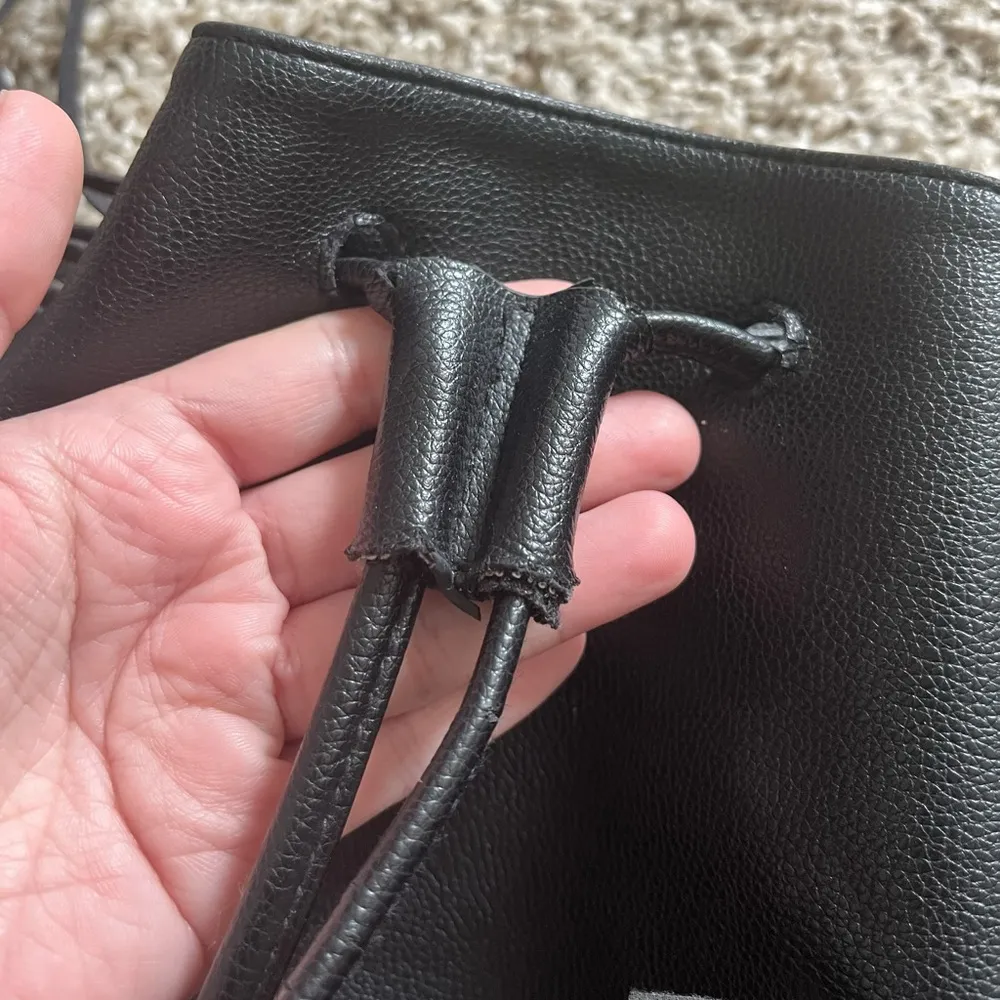 Victoria’s Secret Limited Edition Black Vegan Leather Drawstring Fringe Backpack - Image 9