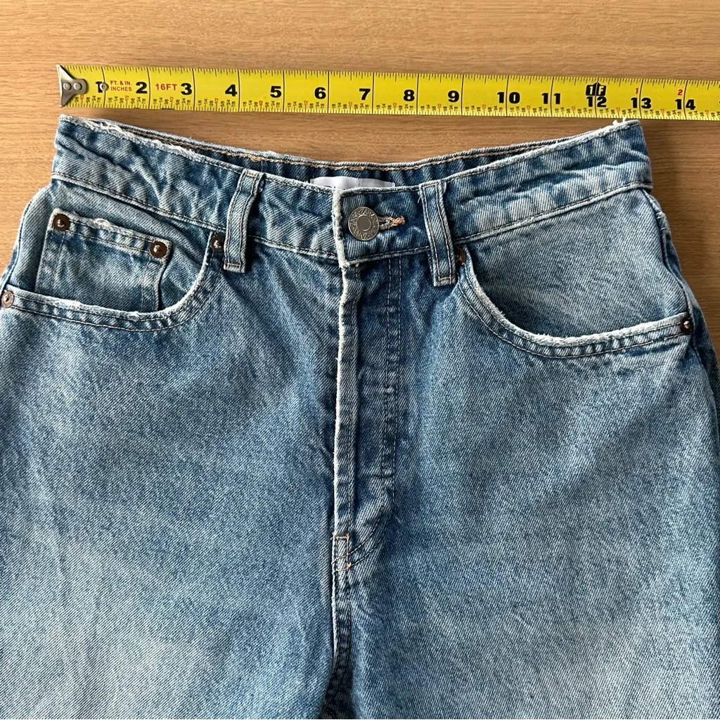 ZARA Size 4 High Rise Ripped Straight Denim Blue Jeans Distressed 100% Cotton - Image 11