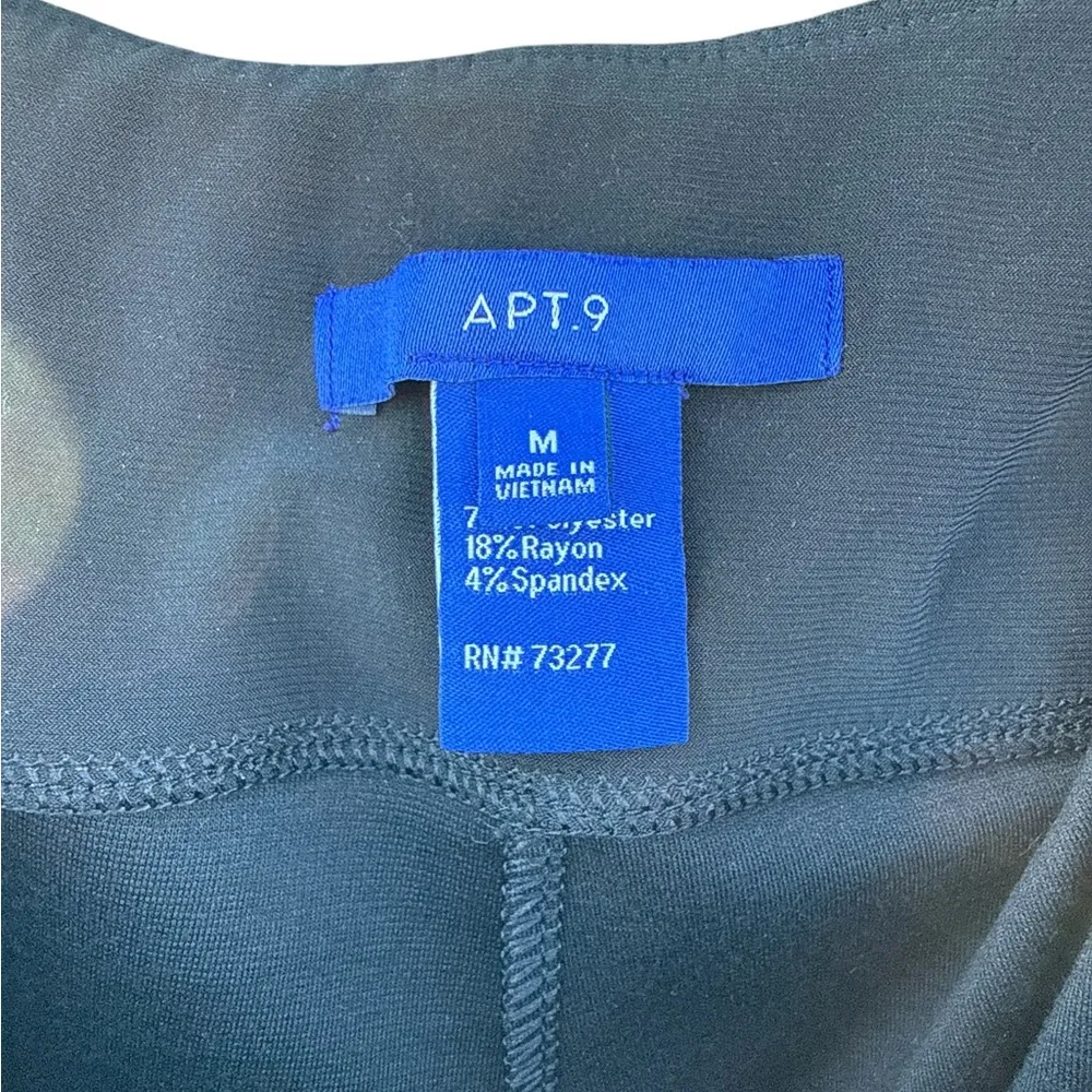 Apt. 9 Festive Holiday Glam Black & Gold Stretch Pull-On Pants Medium - Image 3