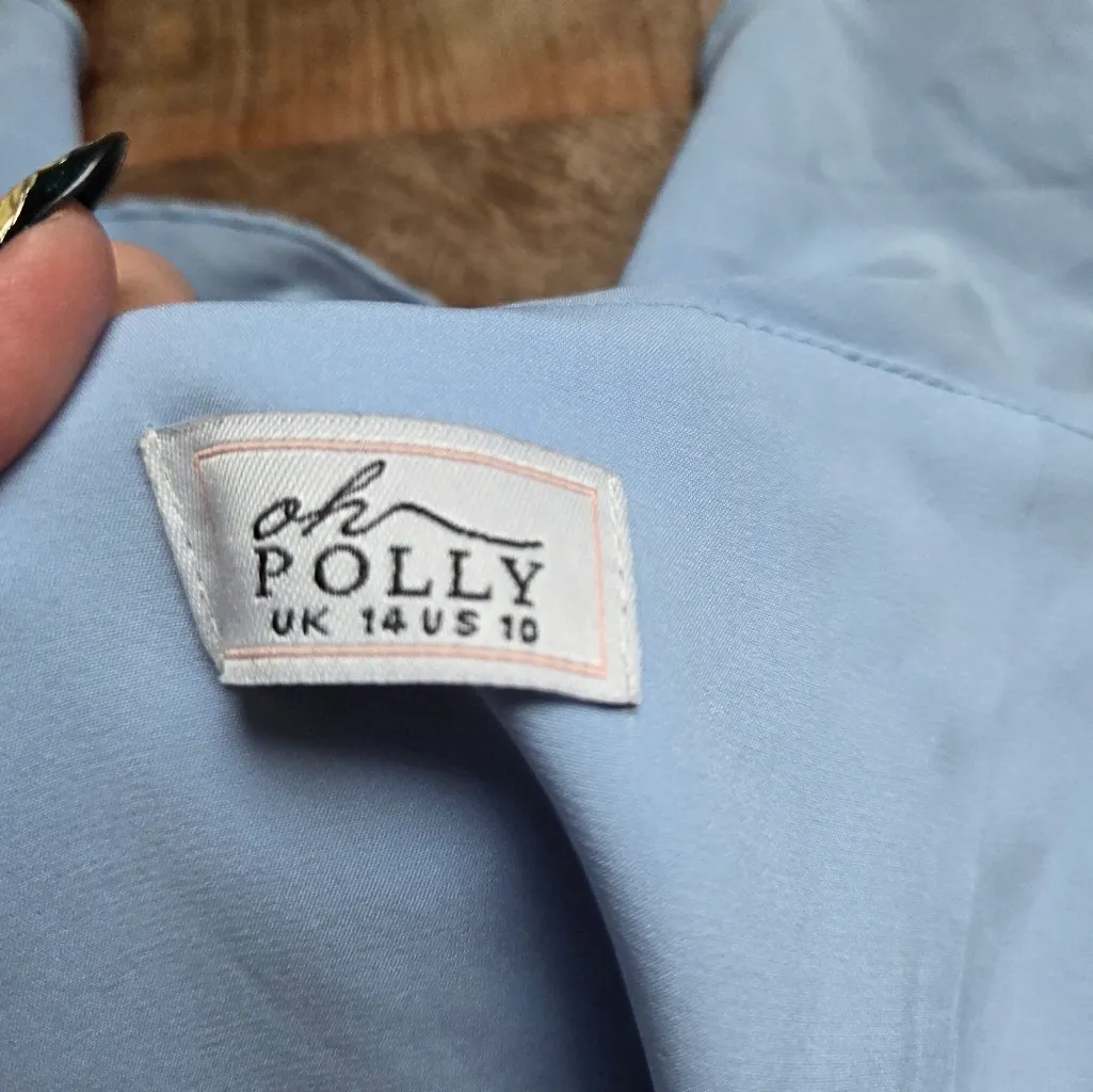 Oh Polly Blue Tiered Ruffle Strapless Maxi Bridesmaid Dress - Image 4