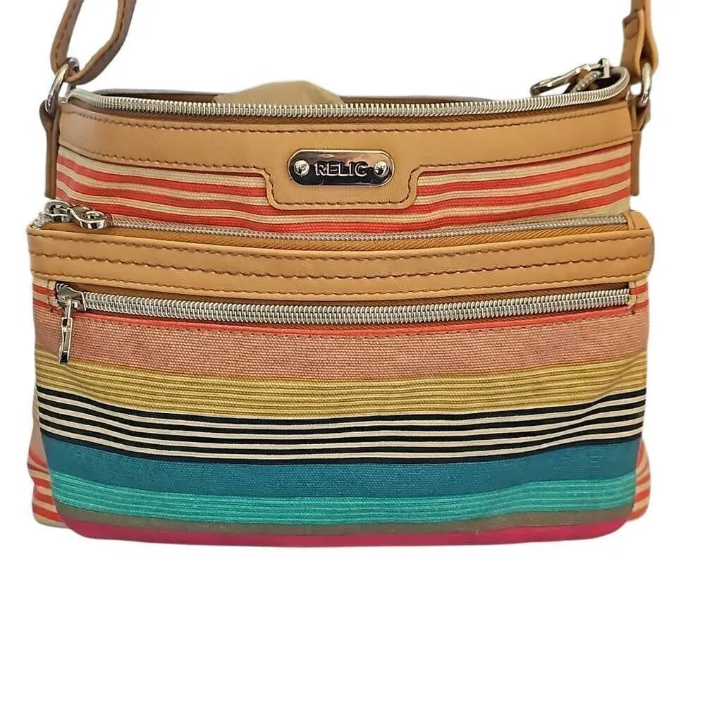 Relic Crossbody Purse. Shoulder Bag. Colorful Striped Design. - Image 2