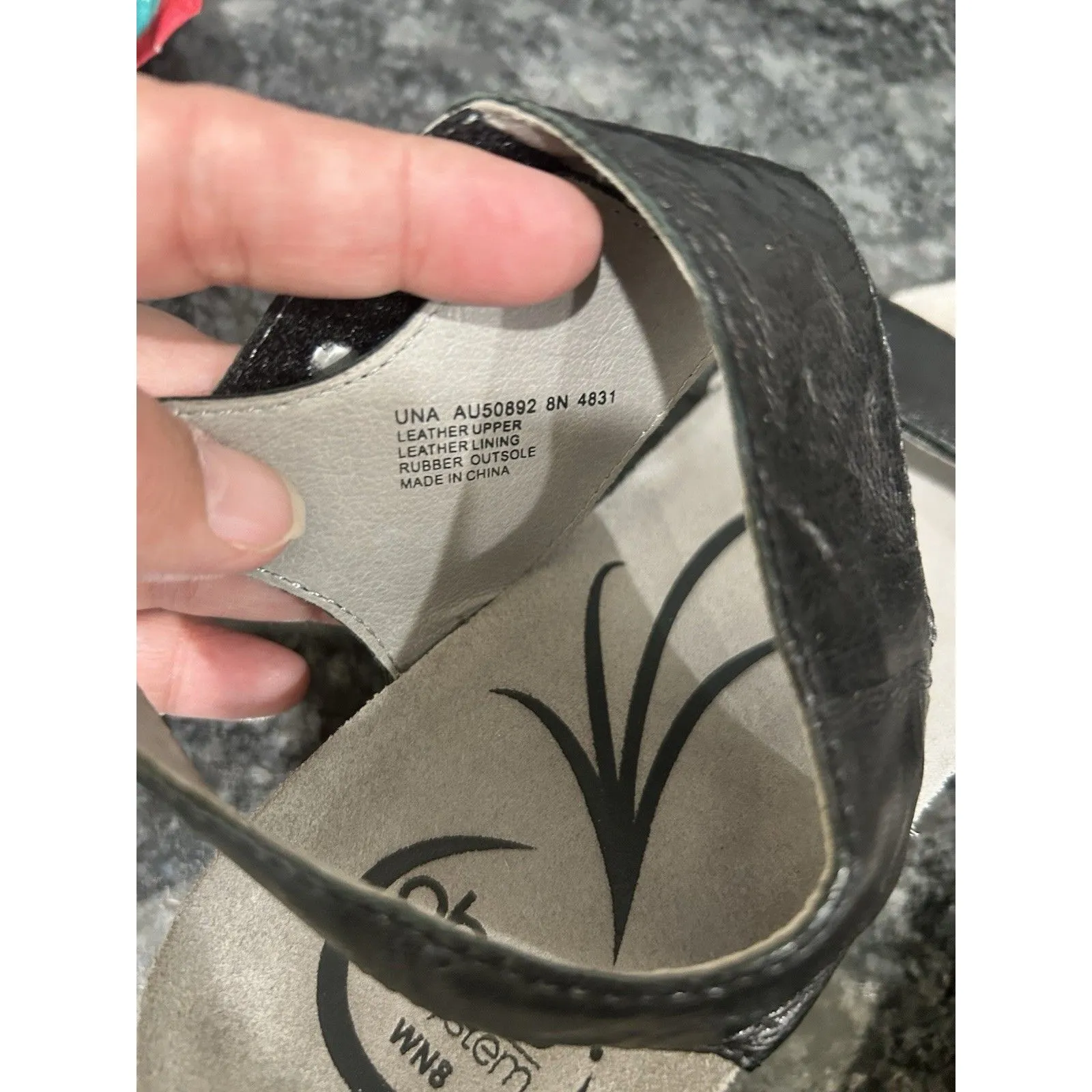 Abeo Women's Una Sandal Size 8 N Wedge Heel Platform Black Leather Ankle Strap - Image 7