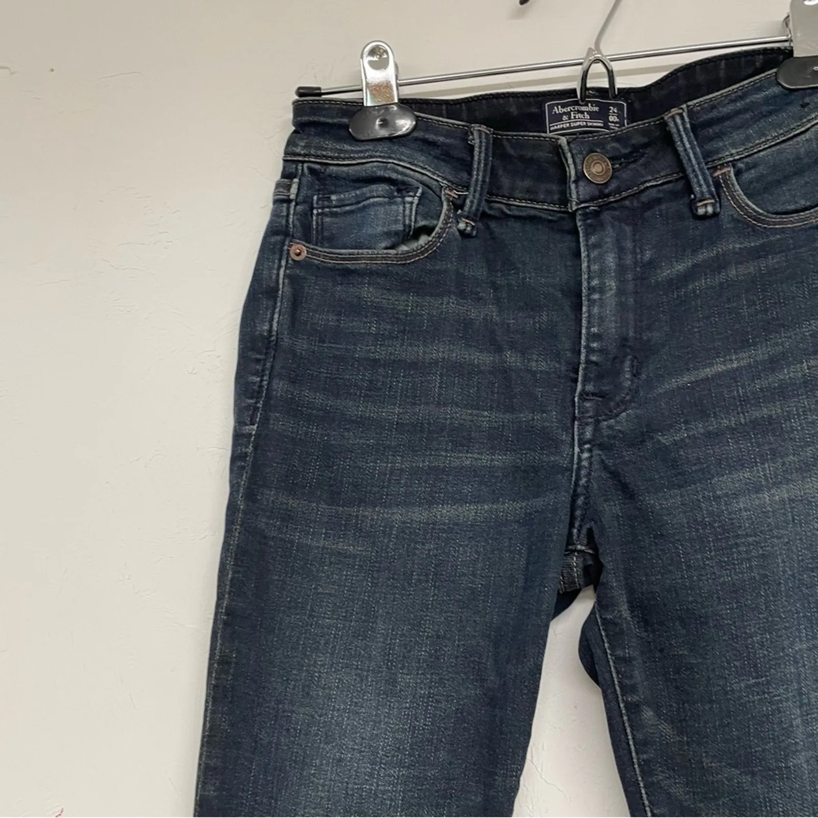 Abercrombie & Fitch Dark Wash Harper Super Skinny Jeans Womens 24 Blue Denim - Image 3