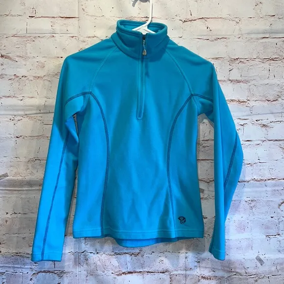 Mountain Hardwear XS pullover fleece fitted blue half zip up long sleeve - Image 1