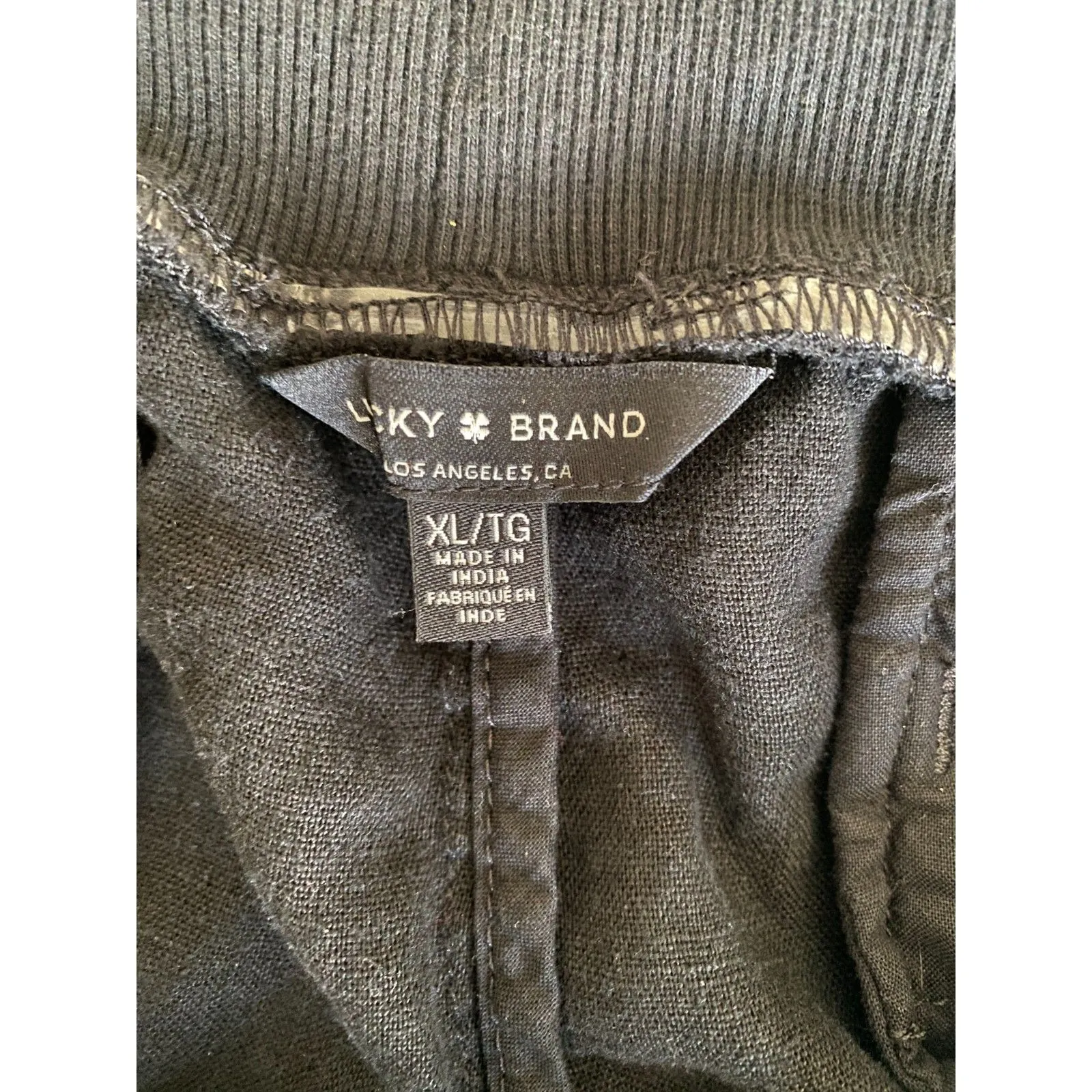 NWT Lucky Brand Black Linen Blend Utility Drawstring Pull-Up Pants Sz XL - Image 5