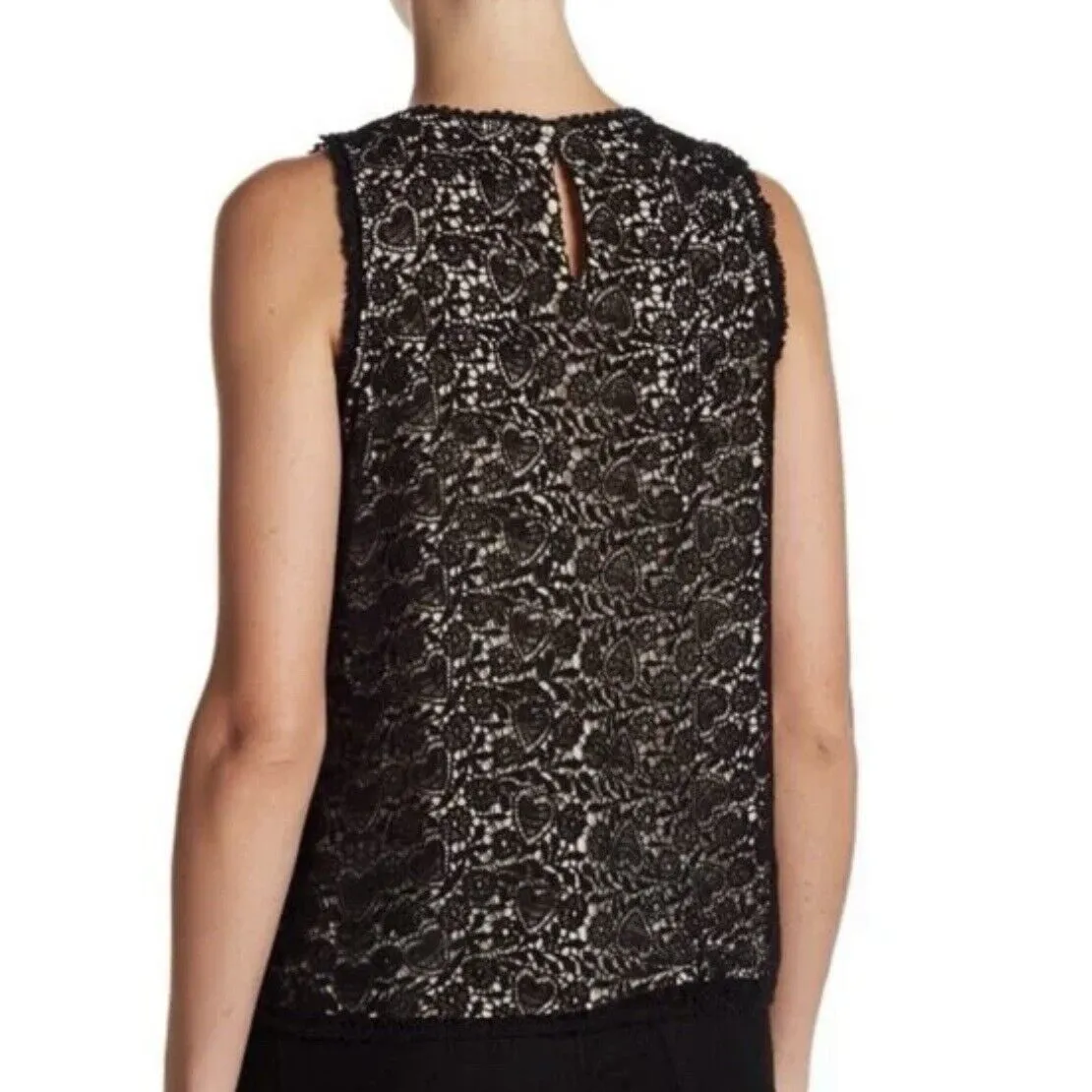 Joie Bria Sleeveless Lace Tank Top XS Black Nude - Image 2